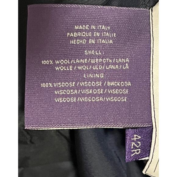 12-16 RALPH LAUREN Purple Label Men's Suit Striped 100% Wool Navy Size 42R - Picture 10 of 14